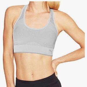 PUMA Women's Seamless Grey Padded Sports Bra Size Medium